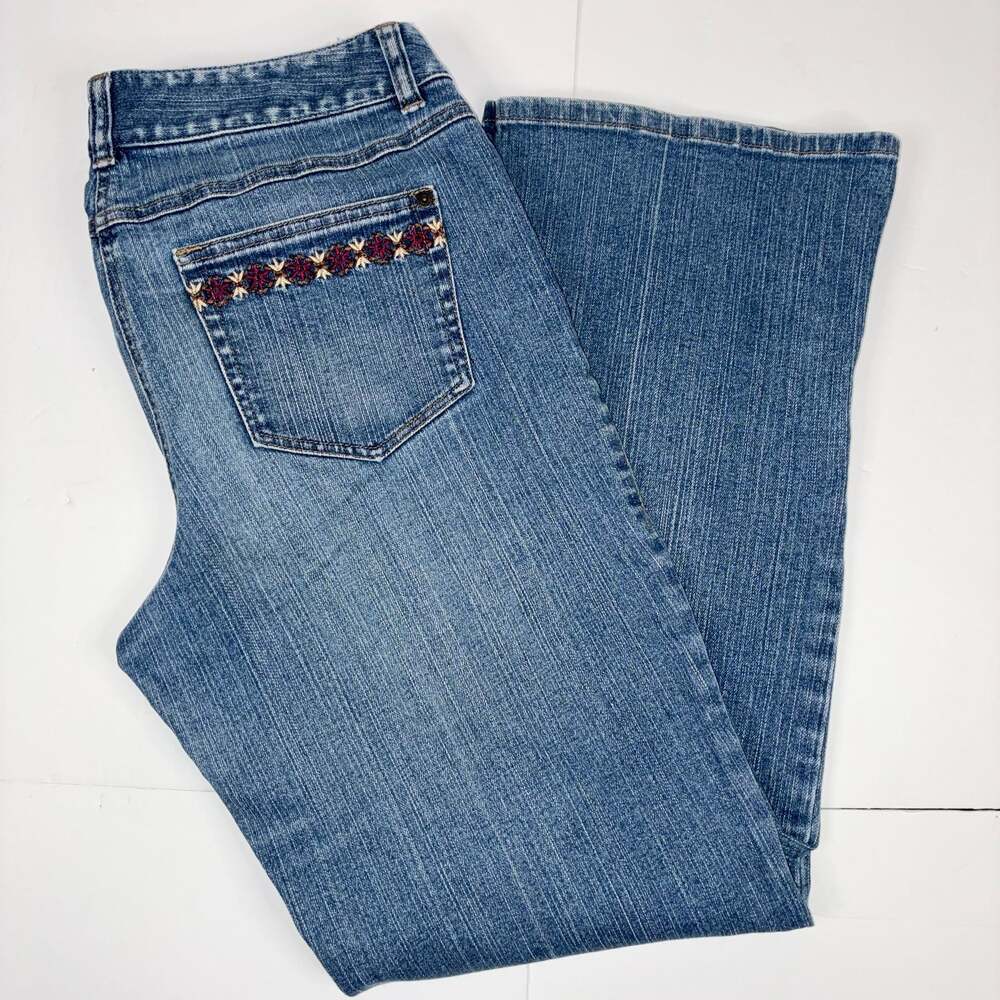 Ann Taylor LOFT Women's Bootleg Jeans with Embroidered Back Pockets 10